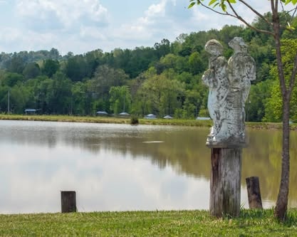 Angel statue overlooking the lake