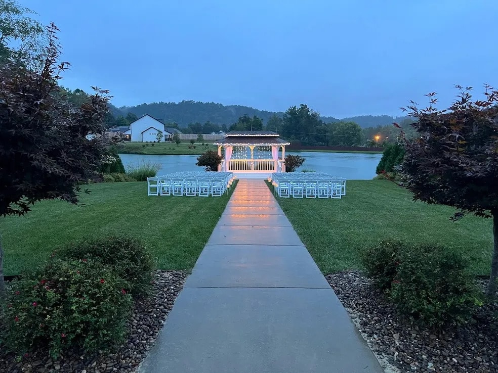 Gazebo ceremony at dusk